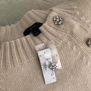 NWT J Crew Wool Blend Sweater with Jewel Accents
